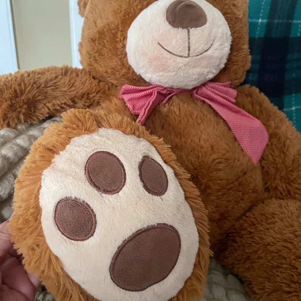Brown Teddy Bear with Pink Bow perfect condition
